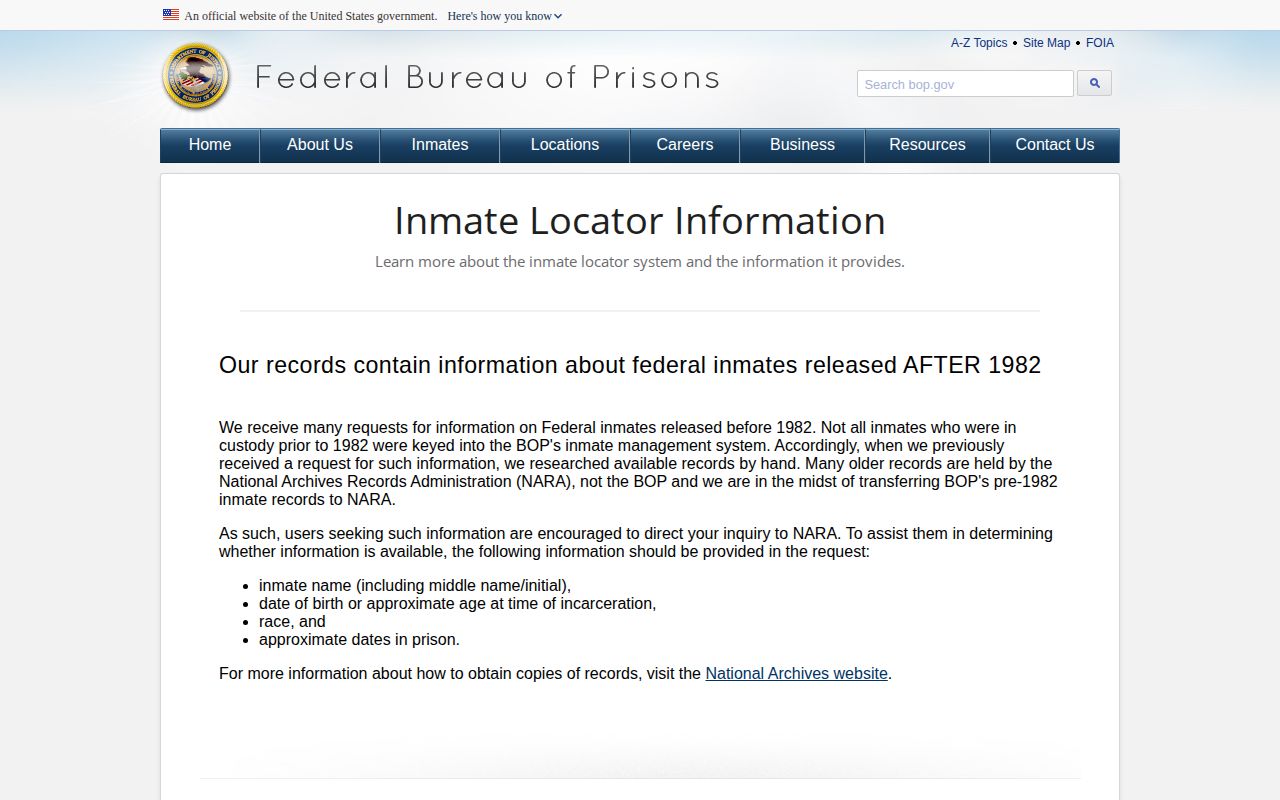 McLean County released inmate federal release field explanation