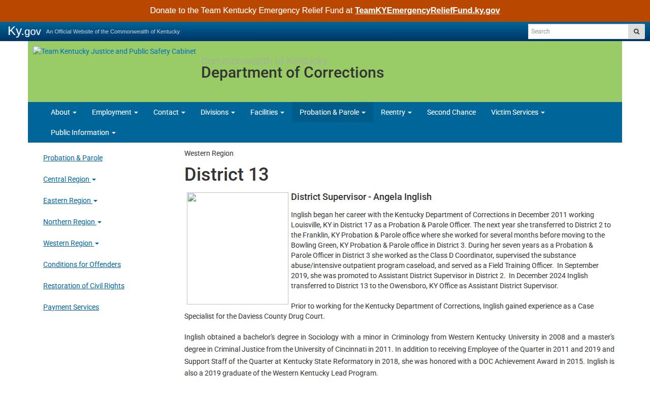 McLean County parole and probation District 13 office information